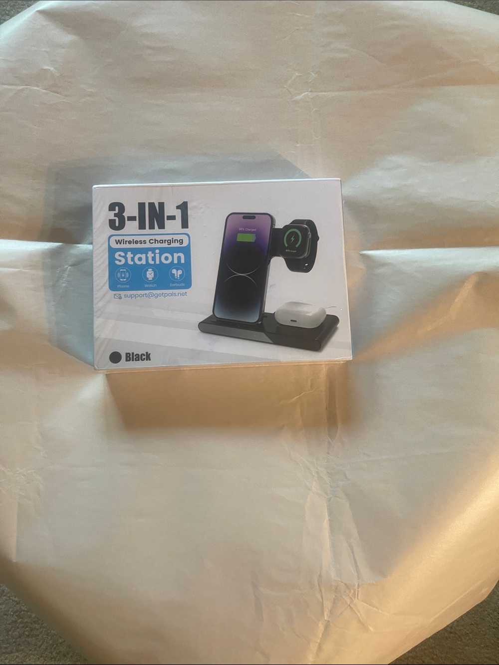 Compact 3-in-1 Wireless Charger  Station - Black